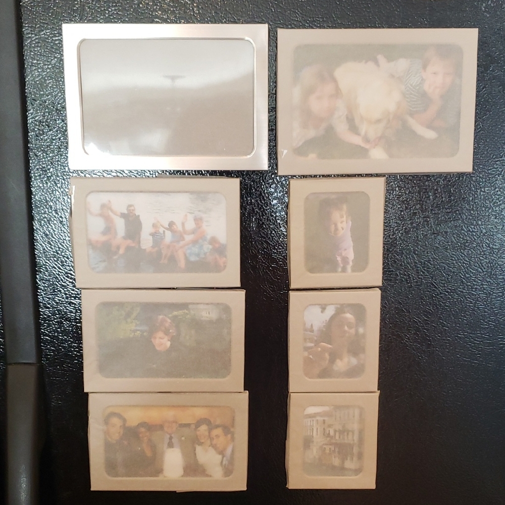 NWT - In Pkg/Wrap- (8) Vintage Silver Photo Magnets - Variety Of Sizes